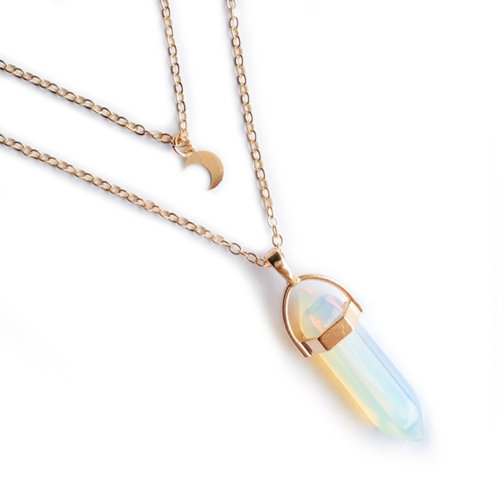 5 for $25 Moon and Clear Crystal Pendant Necklace - Picture 4 of 4